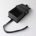 Black matte paper box with ribbon